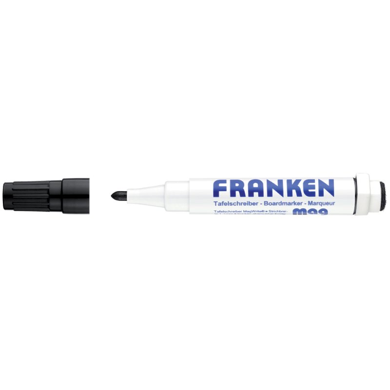Franken marqueur pour tableau blanc, noir, capuchon magnétique, 1-3 mm